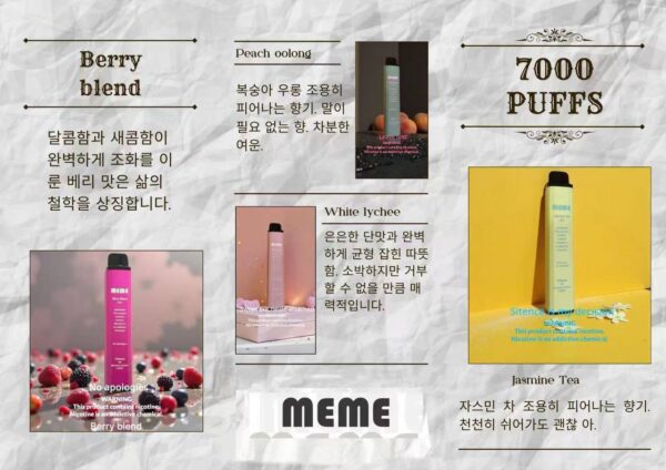韓國MEME拋棄式🪄7000口可充電🔋Threads最火紅商品(任選6隻送一隻口味請備註)