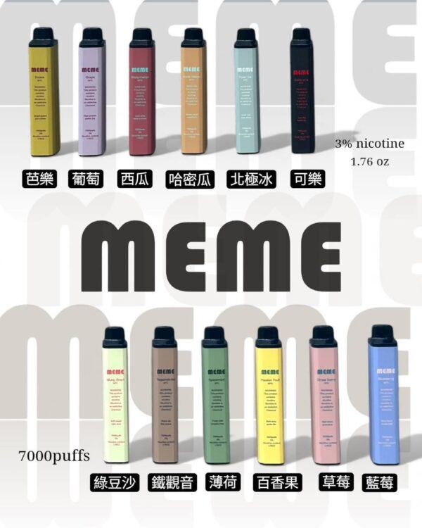韓國MEME拋棄式🪄7000口可充電🔋Threads最火紅商品(任選6隻送一隻口味請備註)