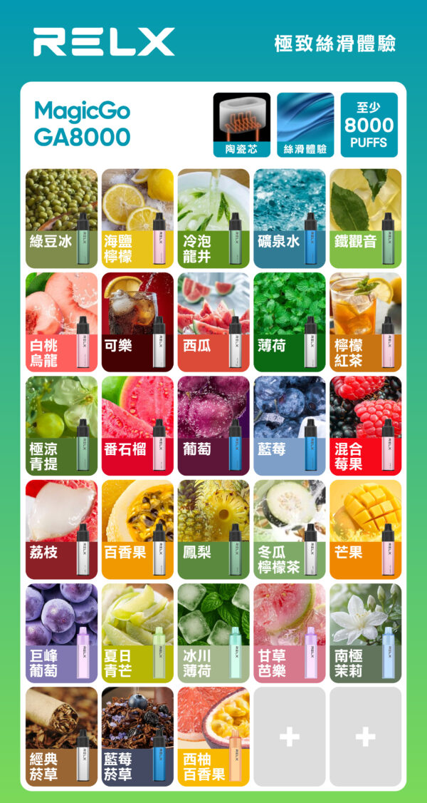 RELX悅刻拋棄式8000口🪄全網第一款免充電🔋只要有油就能抽(任選10隻送一隻口味請備註)