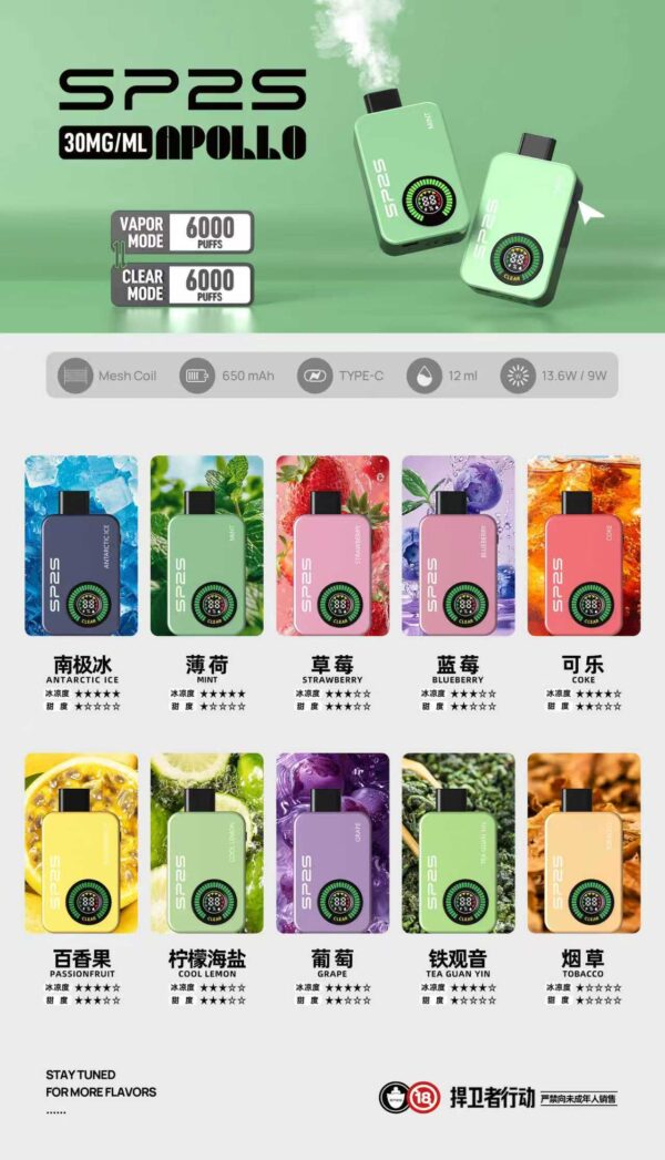 SP2思博瑞拋棄式🪄12000口🔋室內搭飛機專用(可調無煙模式)(任選10隻送一隻口味請備註)